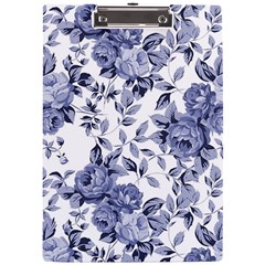 Blue Vintage Background Background With Flowers, Vintage A4 Acrylic Clipboard by nateshop