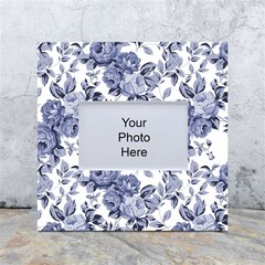 Blue Vintage Background Background With Flowers, Vintage White Box Photo Frame 4  X 6  by nateshop