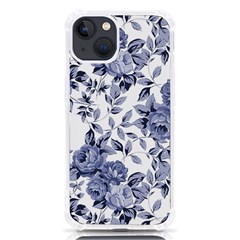 Blue Vintage Background Background With Flowers, Vintage Iphone 13 Tpu Uv Print Case by nateshop