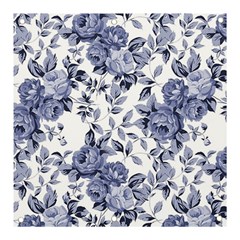 Blue Vintage Background Background With Flowers, Vintage Banner And Sign 3  X 3 