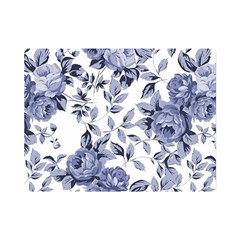 Blue Vintage Background Background With Flowers, Vintage Premium Plush Fleece Blanket (mini) by nateshop