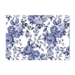 Blue Vintage Background Background With Flowers, Vintage Crystal Sticker (a4) by nateshop