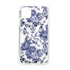 Blue Vintage Background Background With Flowers, Vintage Iphone 11 Tpu Uv Print Case by nateshop