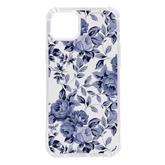 Blue Vintage Background Background With Flowers, Vintage Iphone 14 Plus Tpu Uv Print Case by nateshop