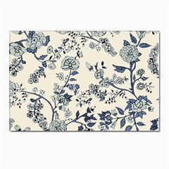 Blue Vintage Background, Blue Roses Patterns, Retro Postcard 4 x 6  (pkg Of 10) by nateshop