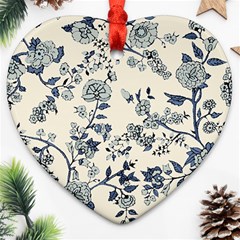 Blue Vintage Background, Blue Roses Patterns, Retro Ornament (heart) by nateshop