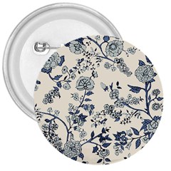 Blue Vintage Background, Blue Roses Patterns, Retro 3  Buttons