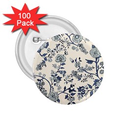 Blue Vintage Background, Blue Roses Patterns, Retro 2 25  Buttons (100 Pack)  by nateshop