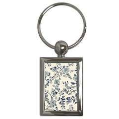 Blue Vintage Background, Blue Roses Patterns, Retro Key Chain (rectangle)