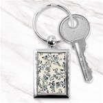 Blue Vintage Background, Blue Roses Patterns, Retro Key Chain (Rectangle) Front