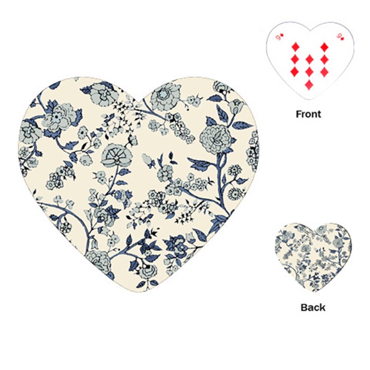 Blue Vintage Background, Blue Roses Patterns, Retro Playing Cards Single Design (Heart)