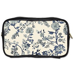 Blue Vintage Background, Blue Roses Patterns, Retro Toiletries Bag (one Side) by nateshop