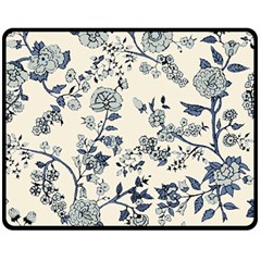 Blue Vintage Background, Blue Roses Patterns, Retro Fleece Blanket (medium) by nateshop