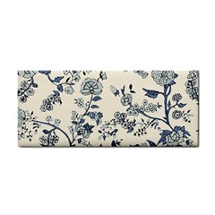 Blue Vintage Background, Blue Roses Patterns, Retro Hand Towel by nateshop