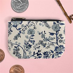 Blue Vintage Background, Blue Roses Patterns, Retro Mini Coin Purse by nateshop