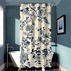 Blue Vintage Background, Blue Roses Patterns, Retro Shower Curtain 36  X 72  (stall)  by nateshop