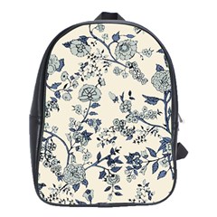 Blue Vintage Background, Blue Roses Patterns, Retro School Bag (large) by nateshop