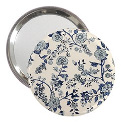 Blue Vintage Background, Blue Roses Patterns, Retro 3  Handbag Mirrors by nateshop