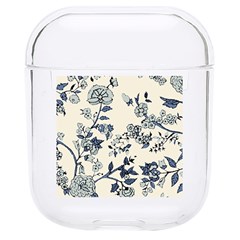 Blue Vintage Background, Blue Roses Patterns, Retro Hard Pc Airpods 1/2 Case