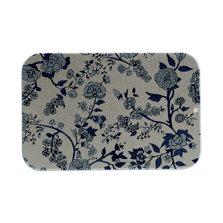 Blue Vintage Background, Blue Roses Patterns, Retro Open Lid Metal Box (Silver)  