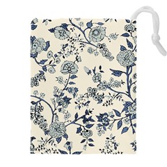 Blue Vintage Background, Blue Roses Patterns, Retro Drawstring Pouch (4xl) by nateshop