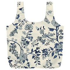 Blue Vintage Background, Blue Roses Patterns, Retro Full Print Recycle Bag (xxxl) by nateshop