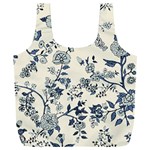 Blue Vintage Background, Blue Roses Patterns, Retro Full Print Recycle Bag (XXXL) Back