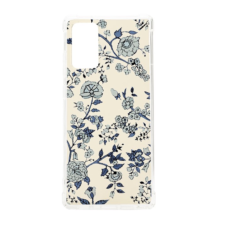 Blue Vintage Background, Blue Roses Patterns, Retro Samsung Galaxy Note 20 TPU UV Case