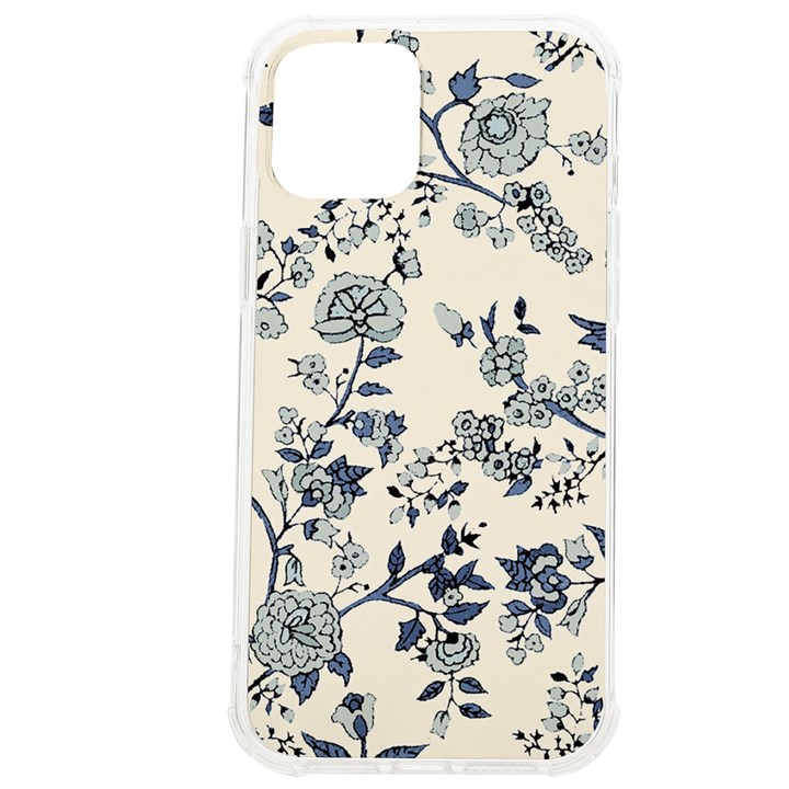 Blue Vintage Background, Blue Roses Patterns, Retro iPhone 12 Pro max TPU UV Print Case