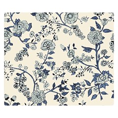 Blue Vintage Background, Blue Roses Patterns, Retro Premium Plush Fleece Blanket (small) by nateshop