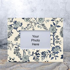 Blue Vintage Background, Blue Roses Patterns, Retro White Tabletop Photo Frame 4 x6  by nateshop