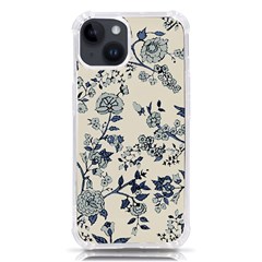 Blue Vintage Background, Blue Roses Patterns, Retro Iphone 14 Tpu Uv Print Case by nateshop