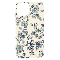 Blue Vintage Background, Blue Roses Patterns, Retro Iphone 14 Black Uv Print Case by nateshop