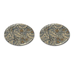 Brown Vintage Background Vintage Floral Pattern, Brown Cufflinks (oval) by nateshop