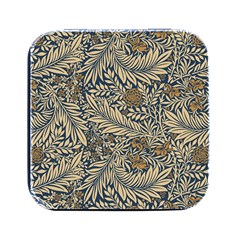 Brown Vintage Background Vintage Floral Pattern, Brown Square Metal Box (black) by nateshop