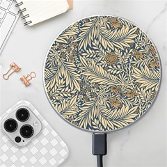 Brown Vintage Background Vintage Floral Pattern, Brown Wireless Fast Charger(white) by nateshop