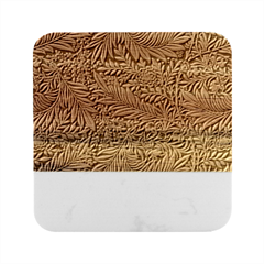 Brown Vintage Background Vintage Floral Pattern, Brown Marble Wood Coaster (square) by nateshop