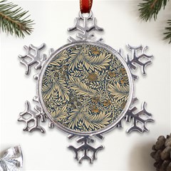 Brown Vintage Background Vintage Floral Pattern, Brown Metal Large Snowflake Ornament by nateshop