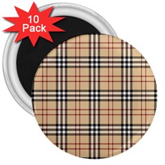 Burberry, Checker, Clothes, Fashion, Pattern 3  Magnets (10 Pack)  by nateshop