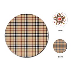 Burberry, Checker, Clothes, Fashion, Pattern Playing Cards Single Design (round) by nateshop