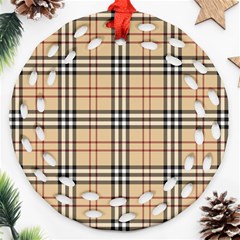 Burberry, Checker, Clothes, Fashion, Pattern Round Filigree Ornament (two Sides) by nateshop