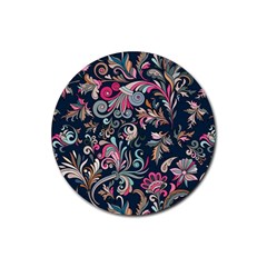 Coorful Flowers Pattern Floral Patterns Rubber Coaster (round) by nateshop