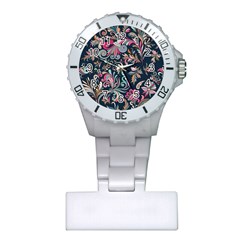 Coorful Flowers Pattern Floral Patterns Plastic Nurses Watch by nateshop