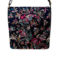 Coorful Flowers Pattern Floral Patterns Flap Closure Messenger Bag (l)