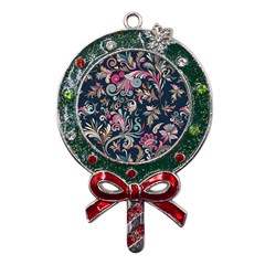 Coorful Flowers Pattern Floral Patterns Metal X mas Lollipop With Crystal Ornament by nateshop