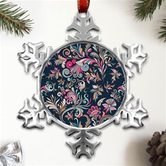 Coorful Flowers Pattern Floral Patterns Metal Small Snowflake Ornament by nateshop