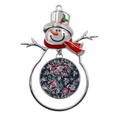 Coorful Flowers Pattern Floral Patterns Metal Snowman Ornament by nateshop