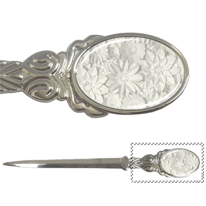 Damask, Desenho, Flowers, Gris Letter Opener