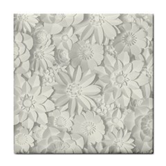 Damask, Desenho, Flowers, Gris Tile Coaster by nateshop