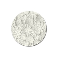 Damask, Desenho, Flowers, Gris Magnet 3  (round) by nateshop